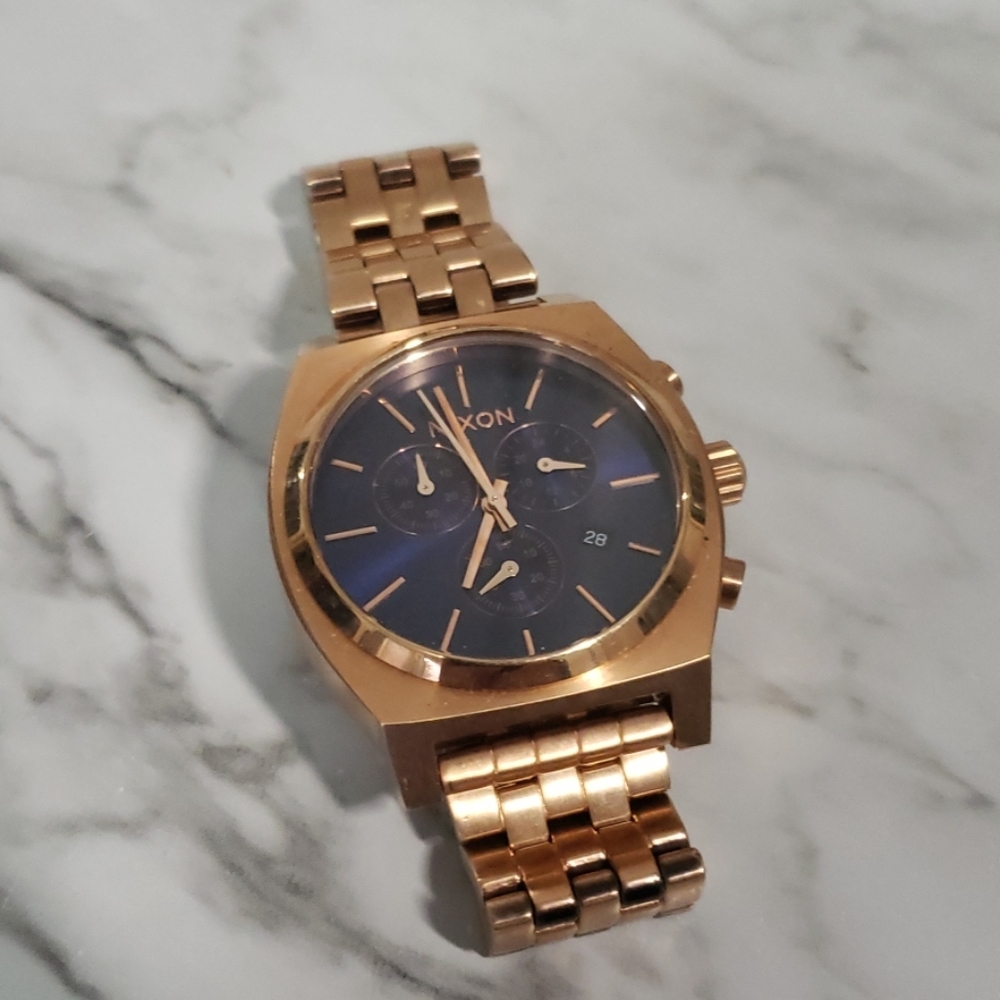 Nixon Sapphire blue rose gold watch chronograph